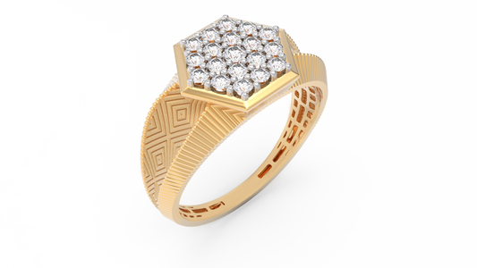 18K Gold & Diamond Band Ring For Men KRC60133