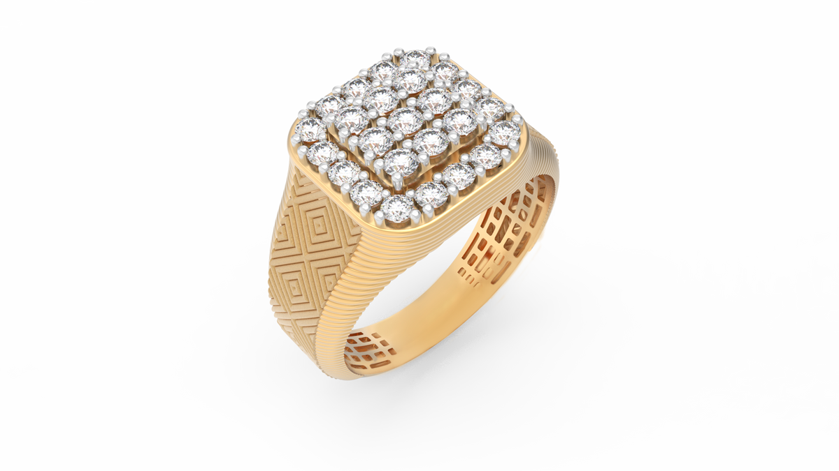 18K Gold & Diamond Ring For Men KRC60134