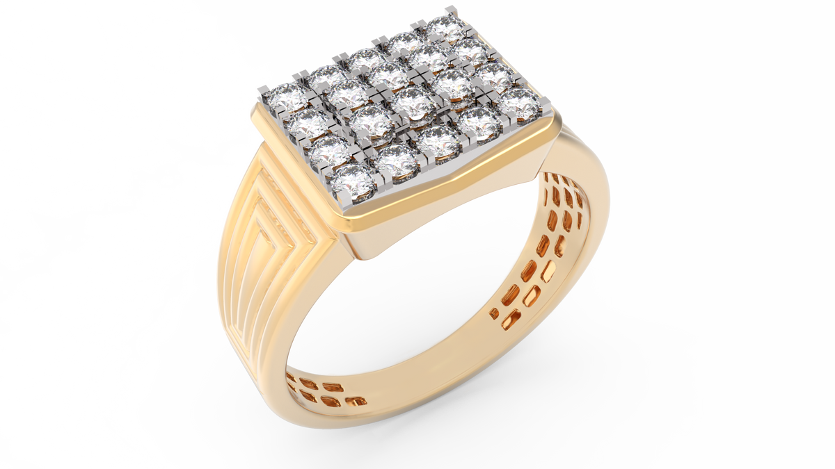 18K Gold & Diamond Ring For Men KRC60138