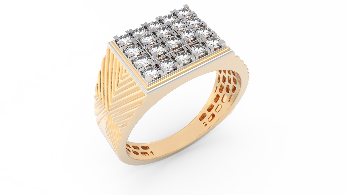 18K Gold & Diamond Ring For Men KRC60139