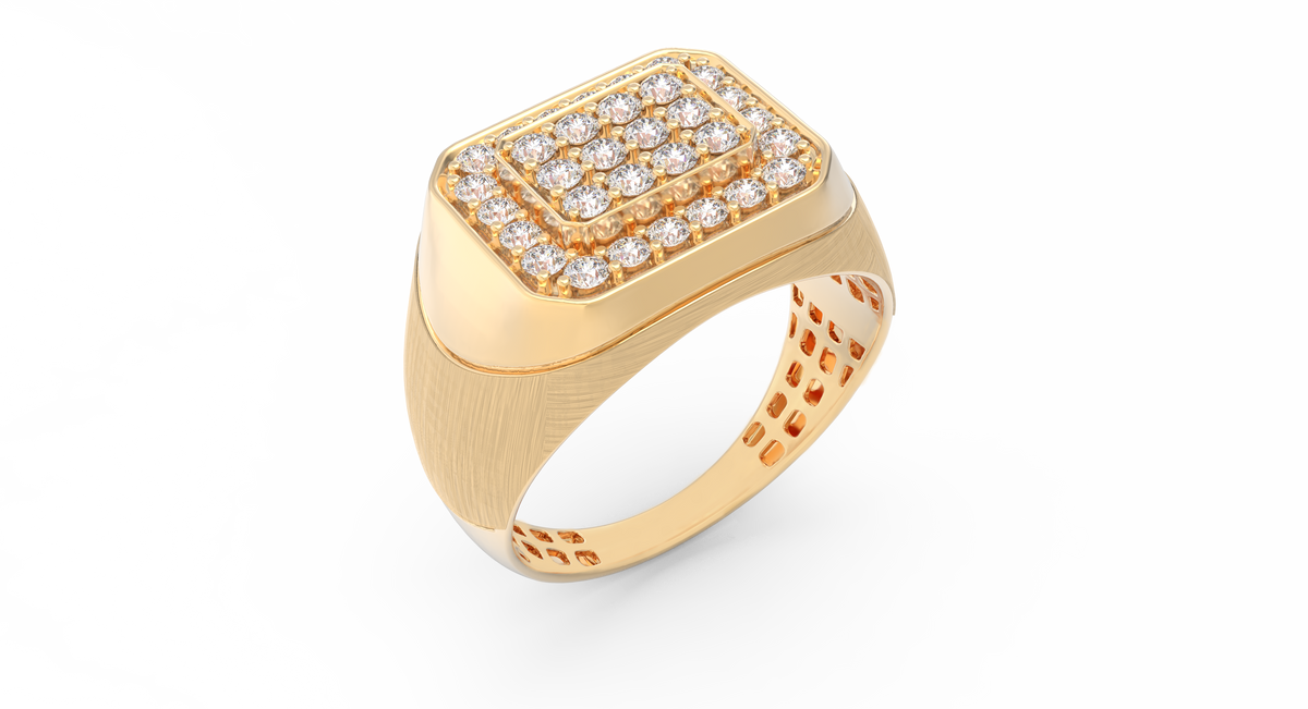 18K Gold & Diamond Ring For Men KRC60145