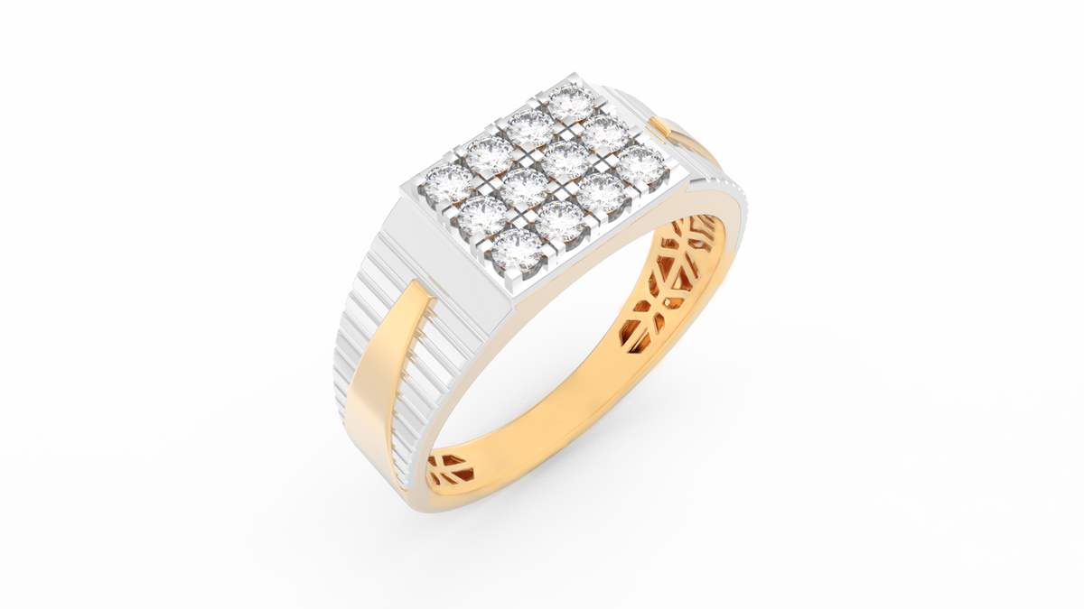 18K Gold & Diamond Ring For Men KRC60249