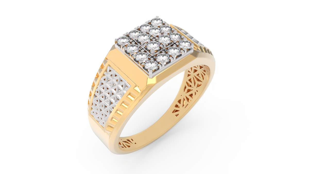 18K Gold & Diamond Ring For Men KRC60258