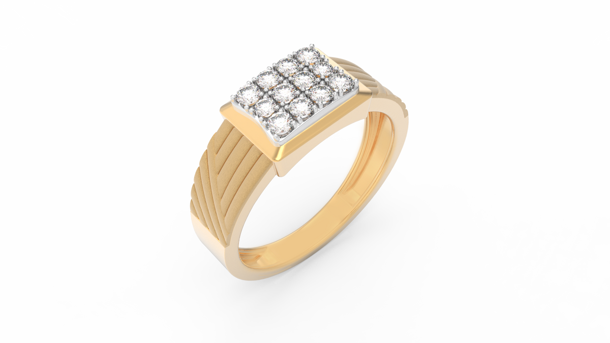 18K Gold & Diamond Ring For Men KRC60312