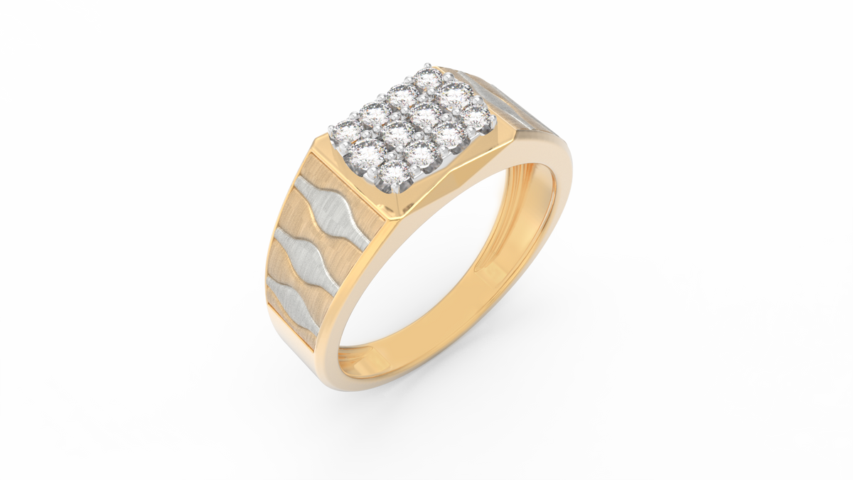18K Gold & Diamond Ring For Men KRC60313