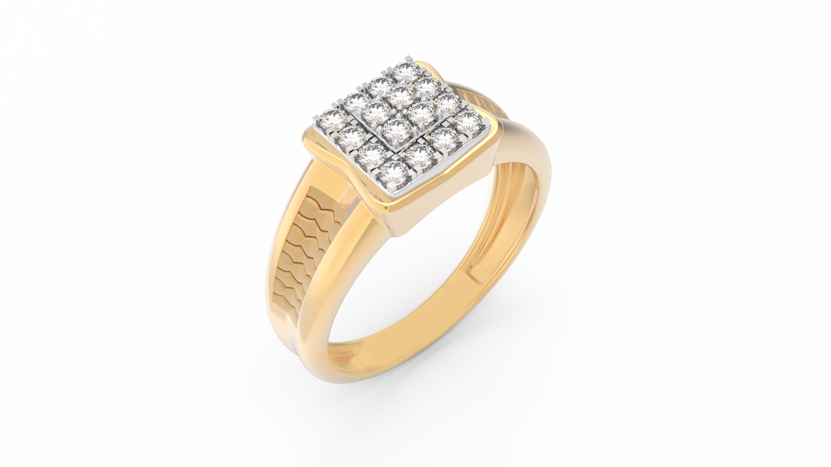 18K Gold & Diamond Ring For Men KRC60322
