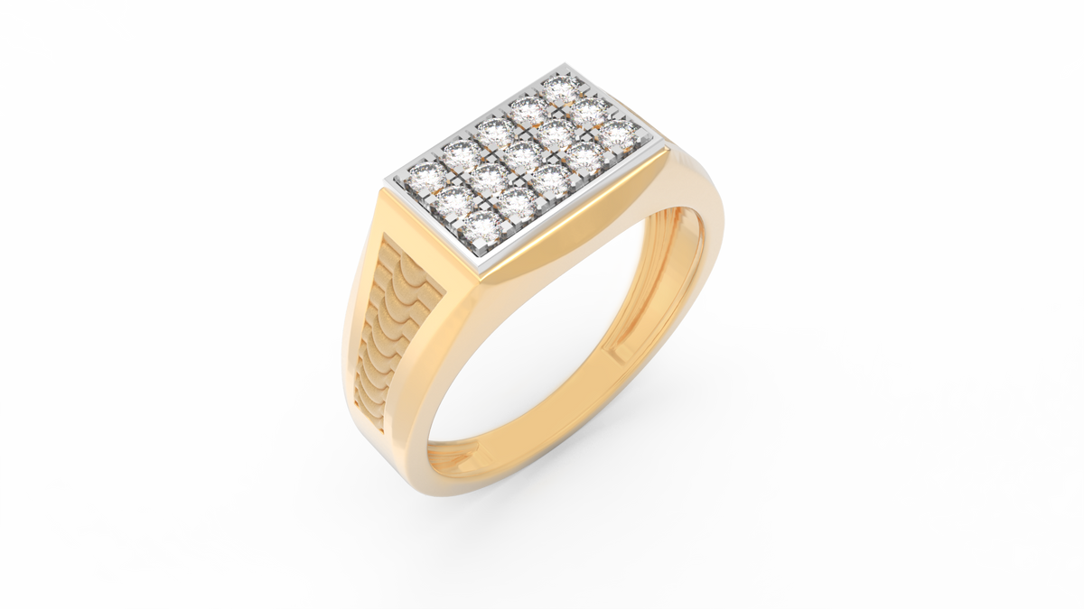 18K Gold & Diamond Ring For Men KRC60325