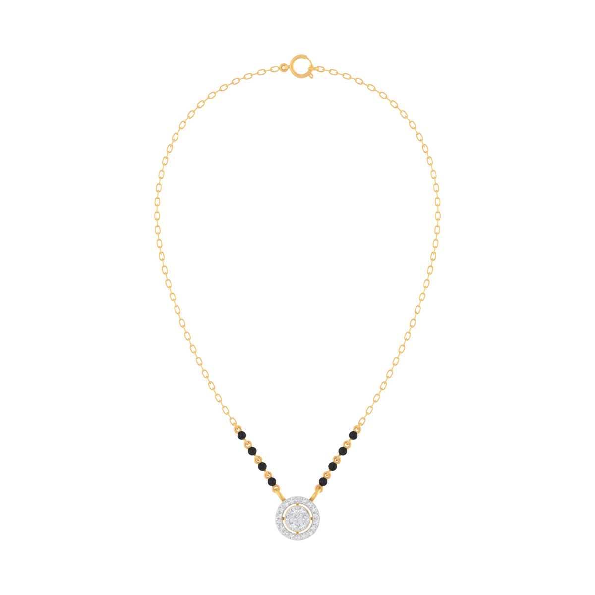 Gold & Diamond Beaded Mangalsutra For Women KRC50154