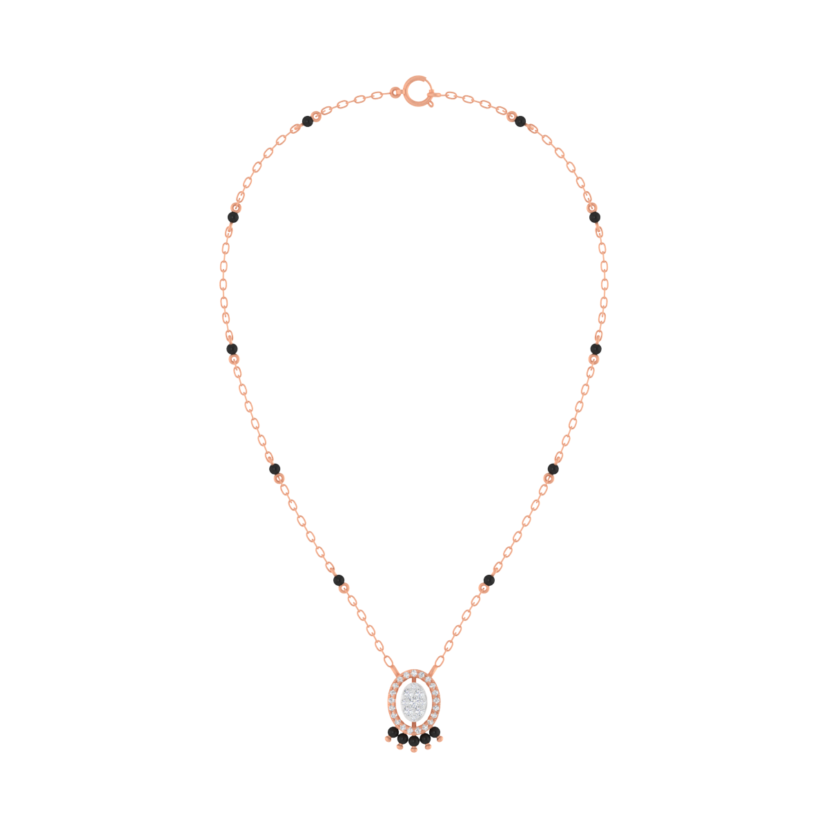 Gold & Diamond Modern Floral Beaded Mangalsutra For Women KRC50160