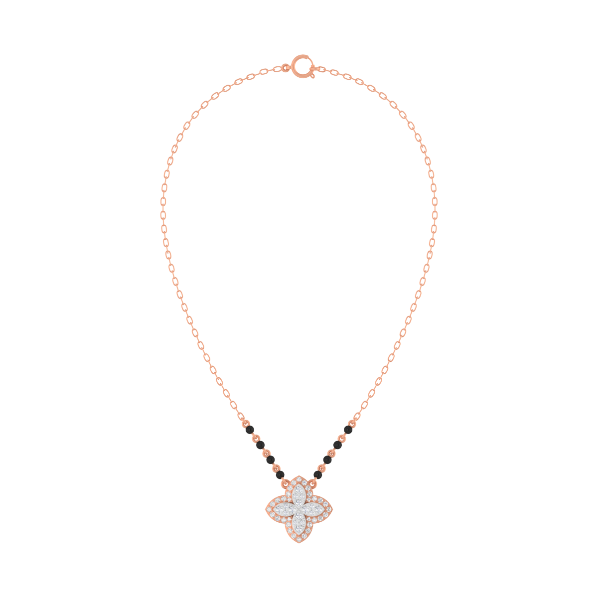 rose gold and diamond mangalsutra with a star-shaped on a without background