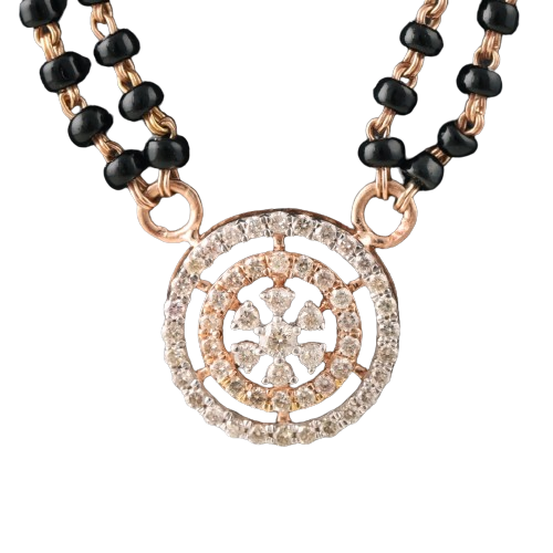 Gold & Diamond Round Beaded Mangalsutra For Women KRC50157