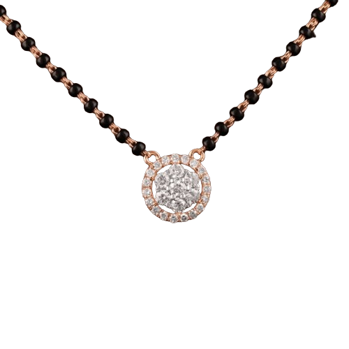 Gold & Diamond Round Beaded Mangalsutra For Women KRC50177