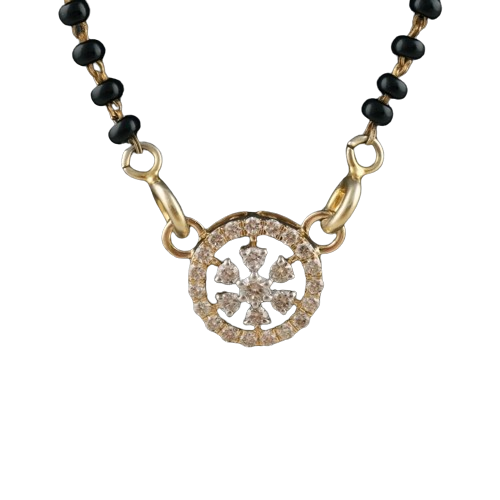 18K Gold & Diamond Beaded Mangalsutra For Women KRF90022
