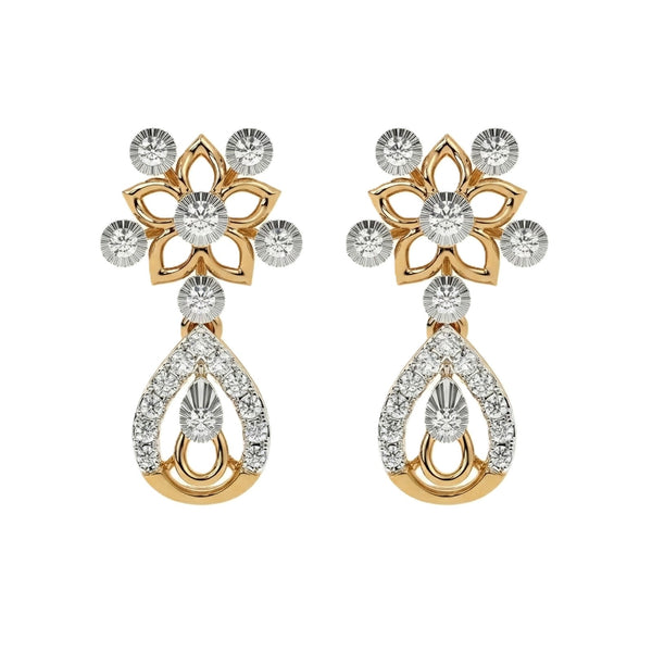 Gold & Diamond Floral Drop Women Earring KRC60094E