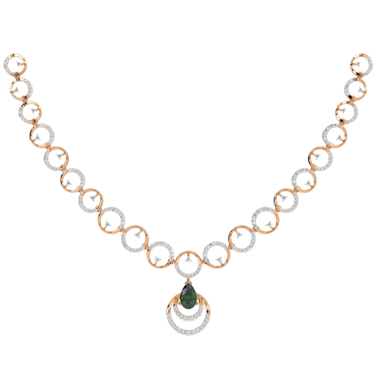 14K Gold & Diamond Gemstone Necklace Set KRH44048N