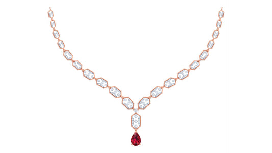 14K Gold & Diamond Gemstone Necklace Set KRH44131NR