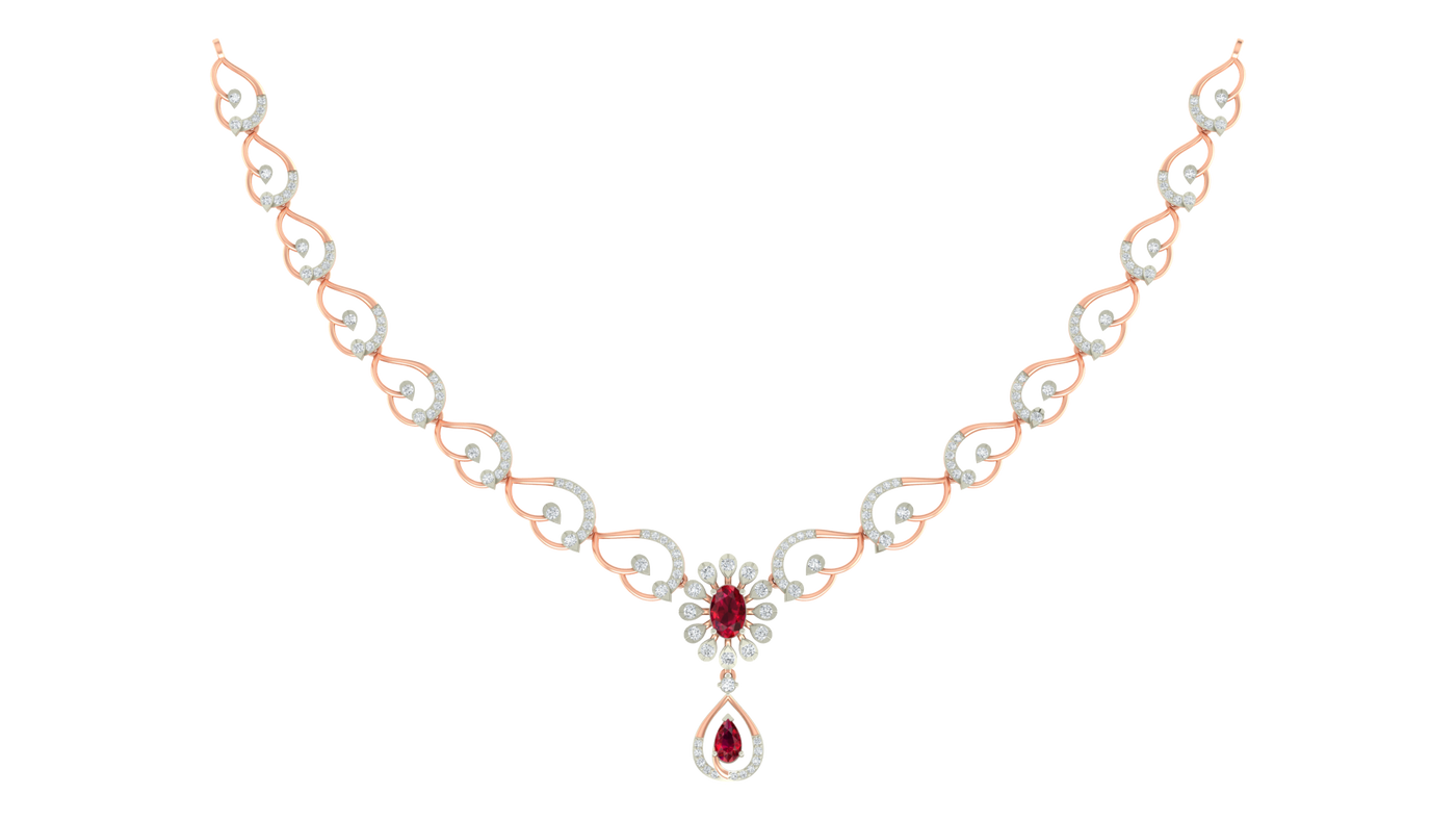 Gold & Diamond Gemstone Necklace Set KRC60079