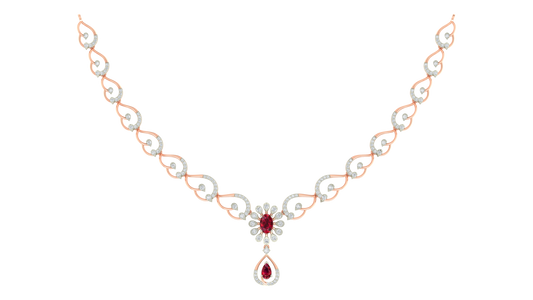 14K Gold & Diamond Gemstone Necklace Set KRI44002NR-A