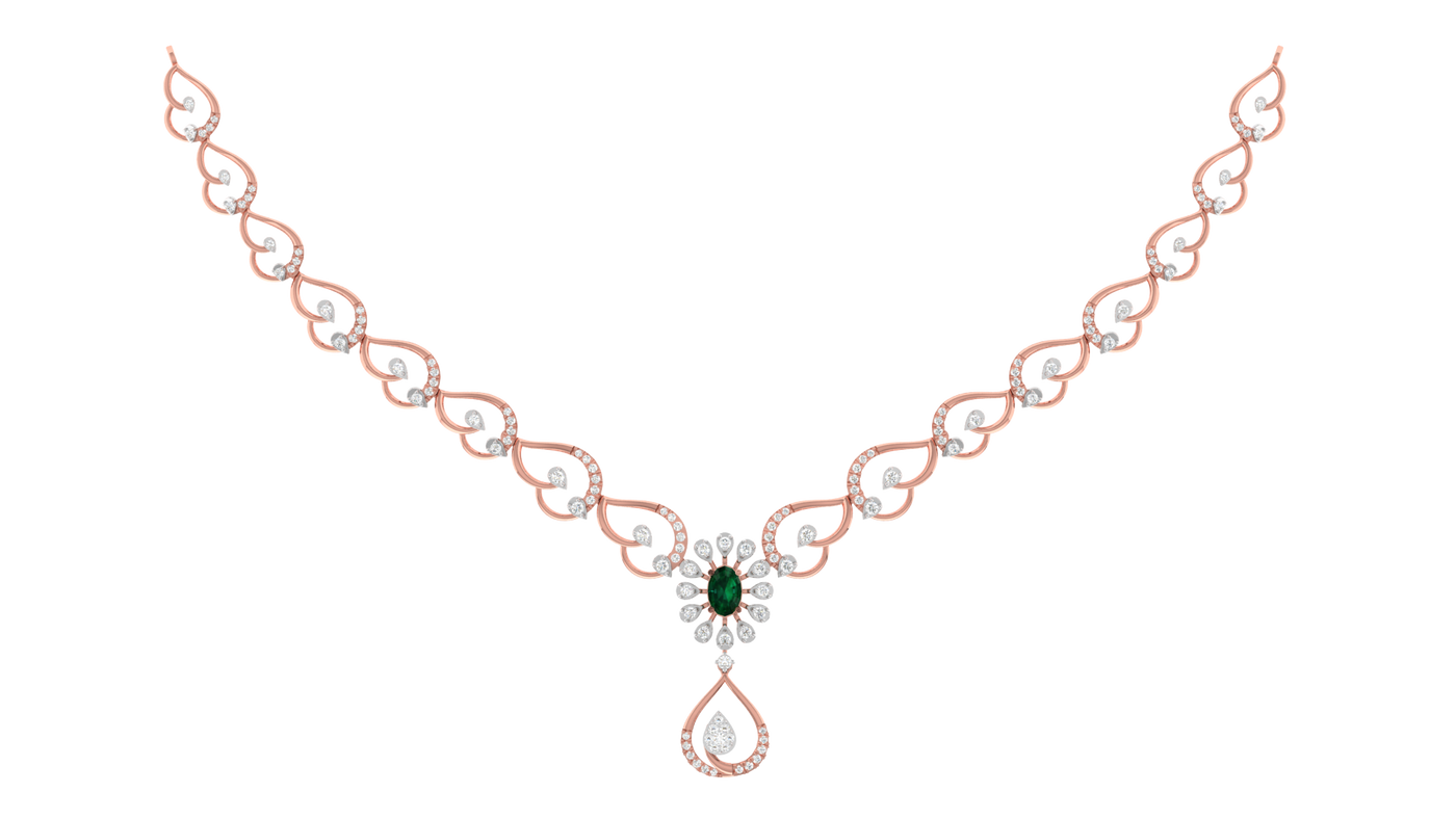 Gold & Diamond Gemstone Necklace Set KRC60117