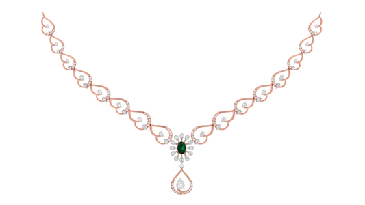 14K Gold & Diamond Gemstone Necklace Set KRI44004NR