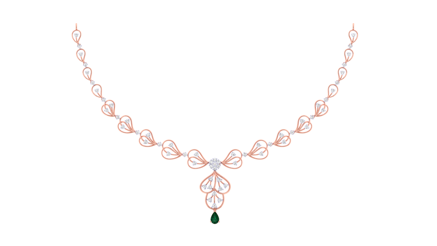 Gold & Diamond Gemstone Necklace Set KRC60122