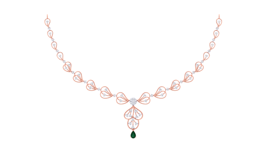 14K Gold & Diamond Gemstone Necklace Set KRI44013NG