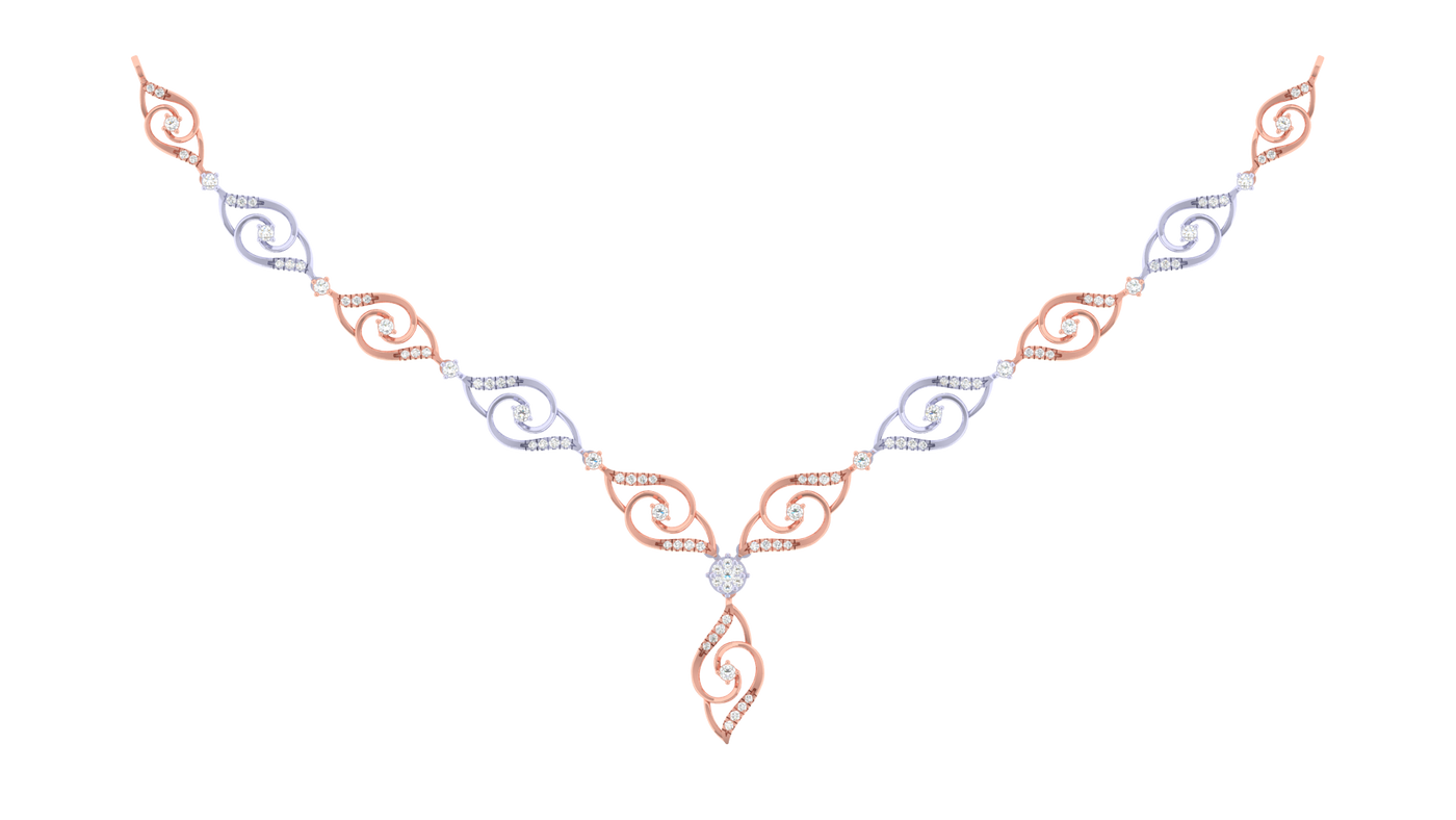 Ornate necklace with intricate design on a white background
