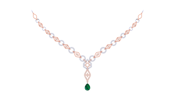 Gold & Diamond Gemstone Necklace Set KRC10106