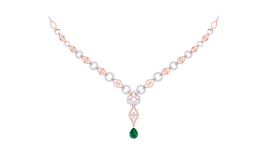 14K Gold & Diamond Gemstone Necklace Set KRI44019NG