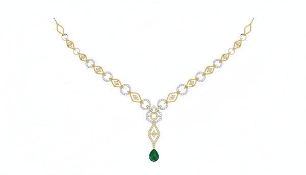 Gold & Diamond Gemstone Necklace Set KRC10106