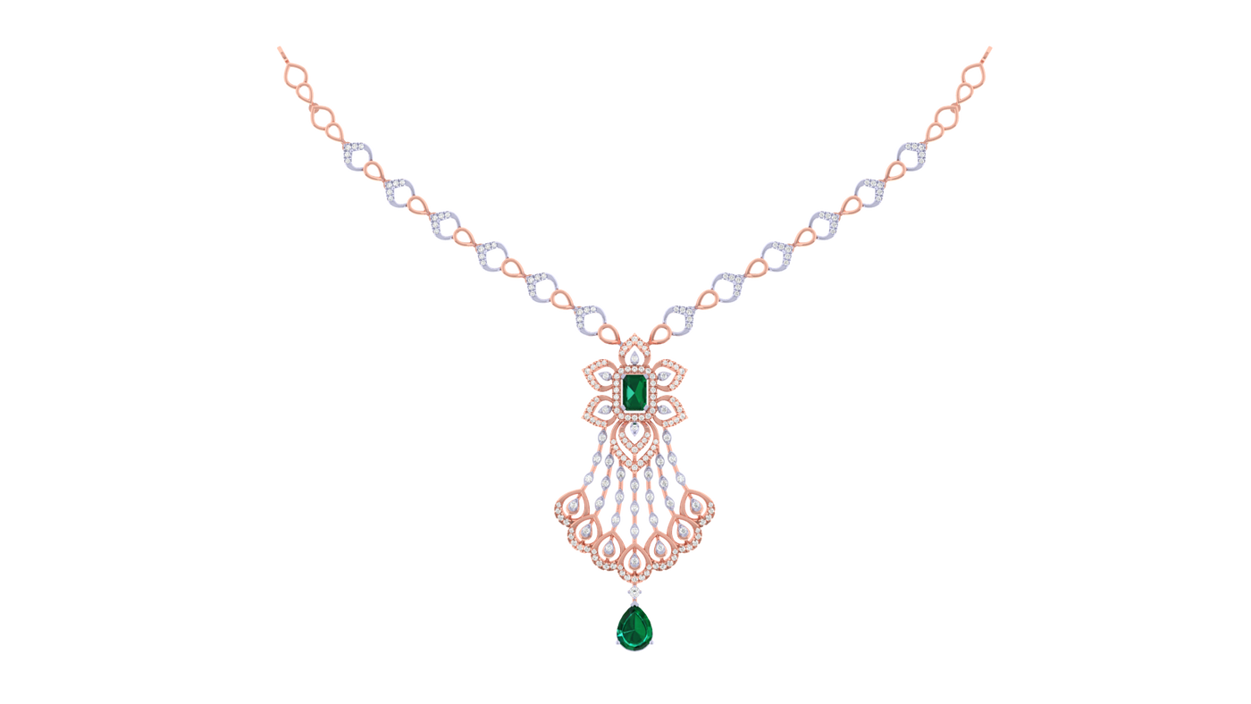 Gold & Diamond Gemstone Necklace Set KRC60129
