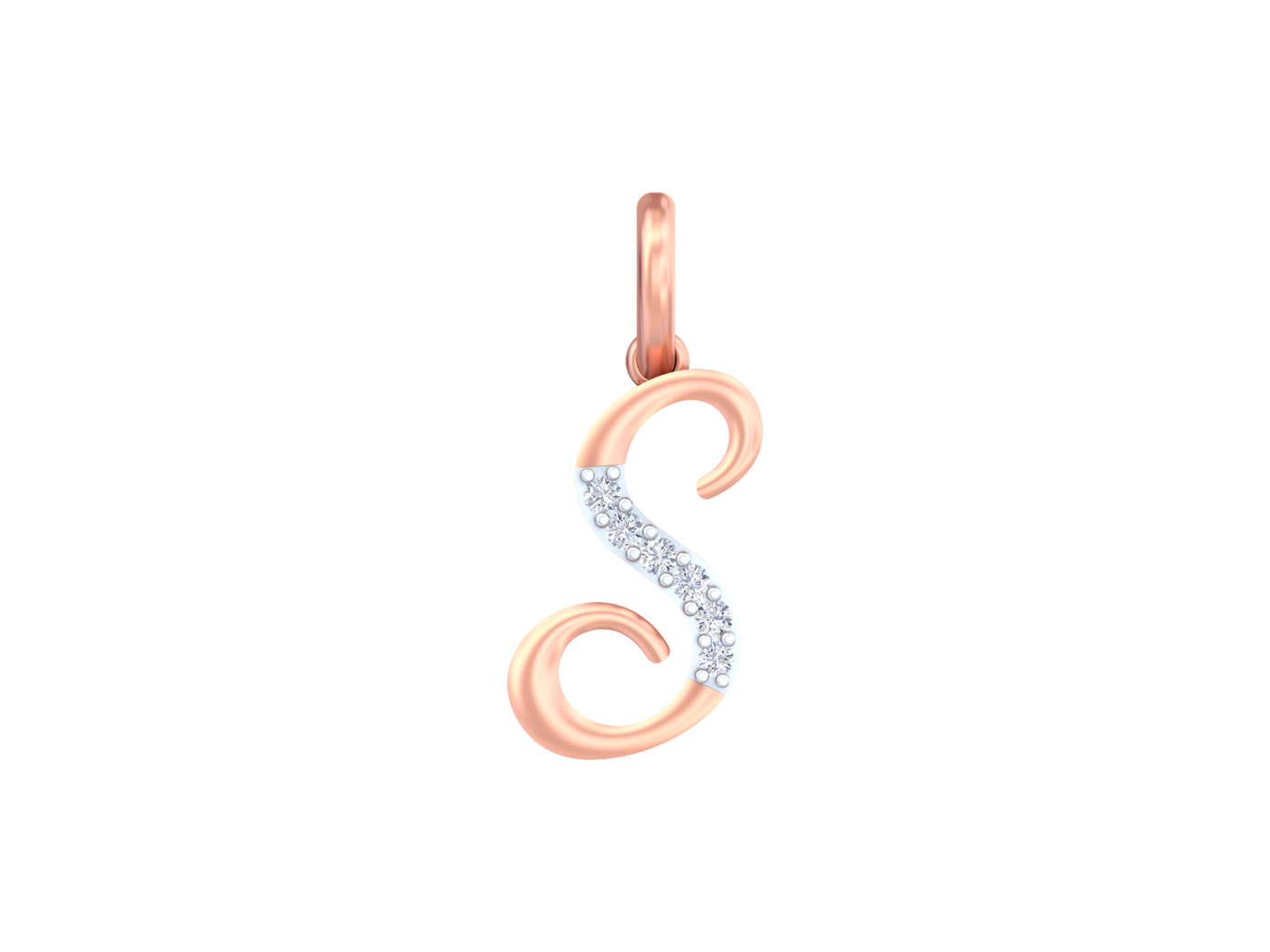 Rose gold and silver pendant on a white background