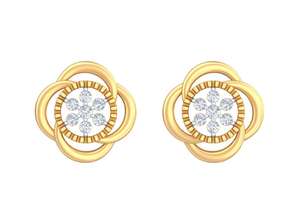 Gold & Diamond Floral Women Stud Earring KRC30448