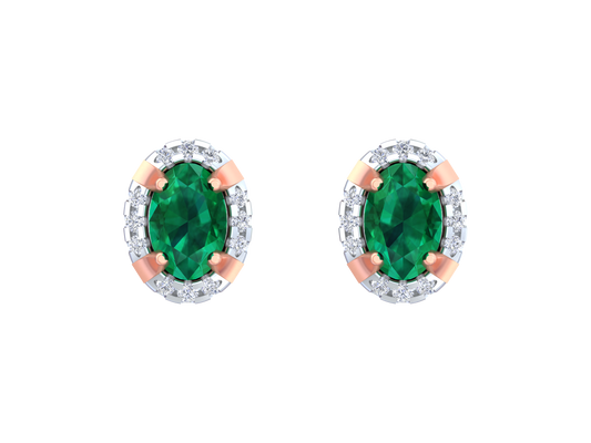 18K Gold & Diamond Women Gemstone Earring KRK30035