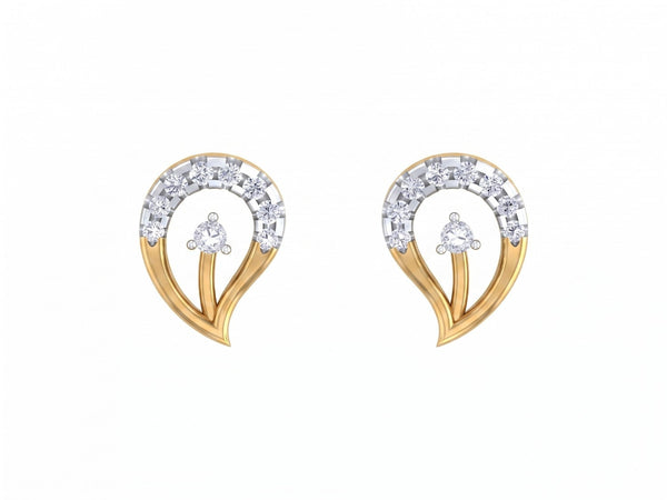 Gold & Diamond Leaf Women Stud Earring KRB30206