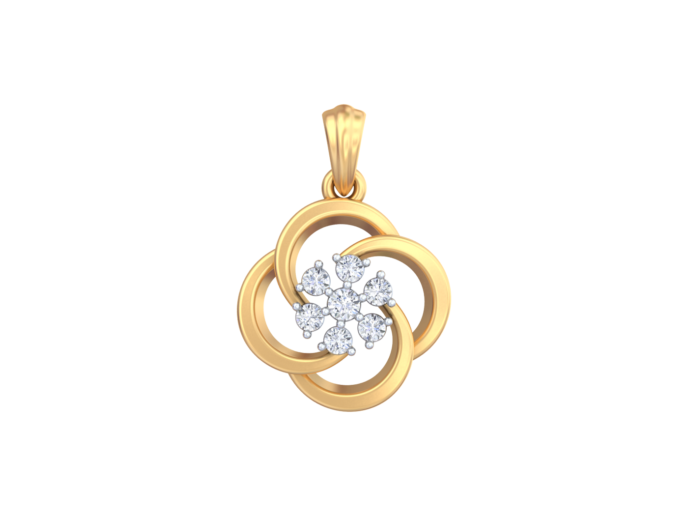 Gold & Diamond Floral Pendant Set KRC40607