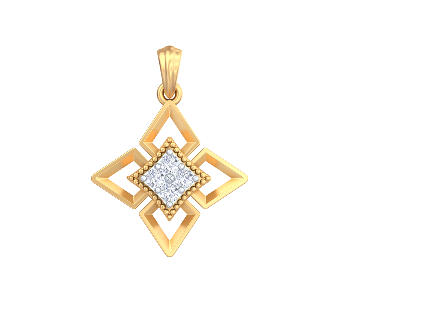 Gold & Diamond Floral Pendant Set KRC40610