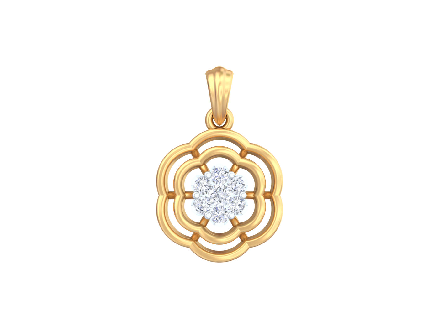 Gold & Diamond Floral Pendant Set KRC40611