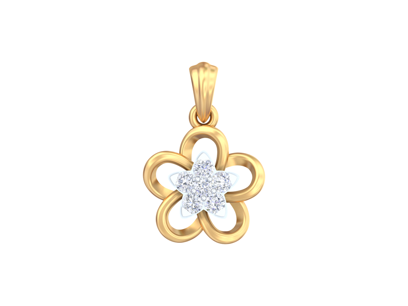 Gold & Diamond Floral Pendant Set KRC40613