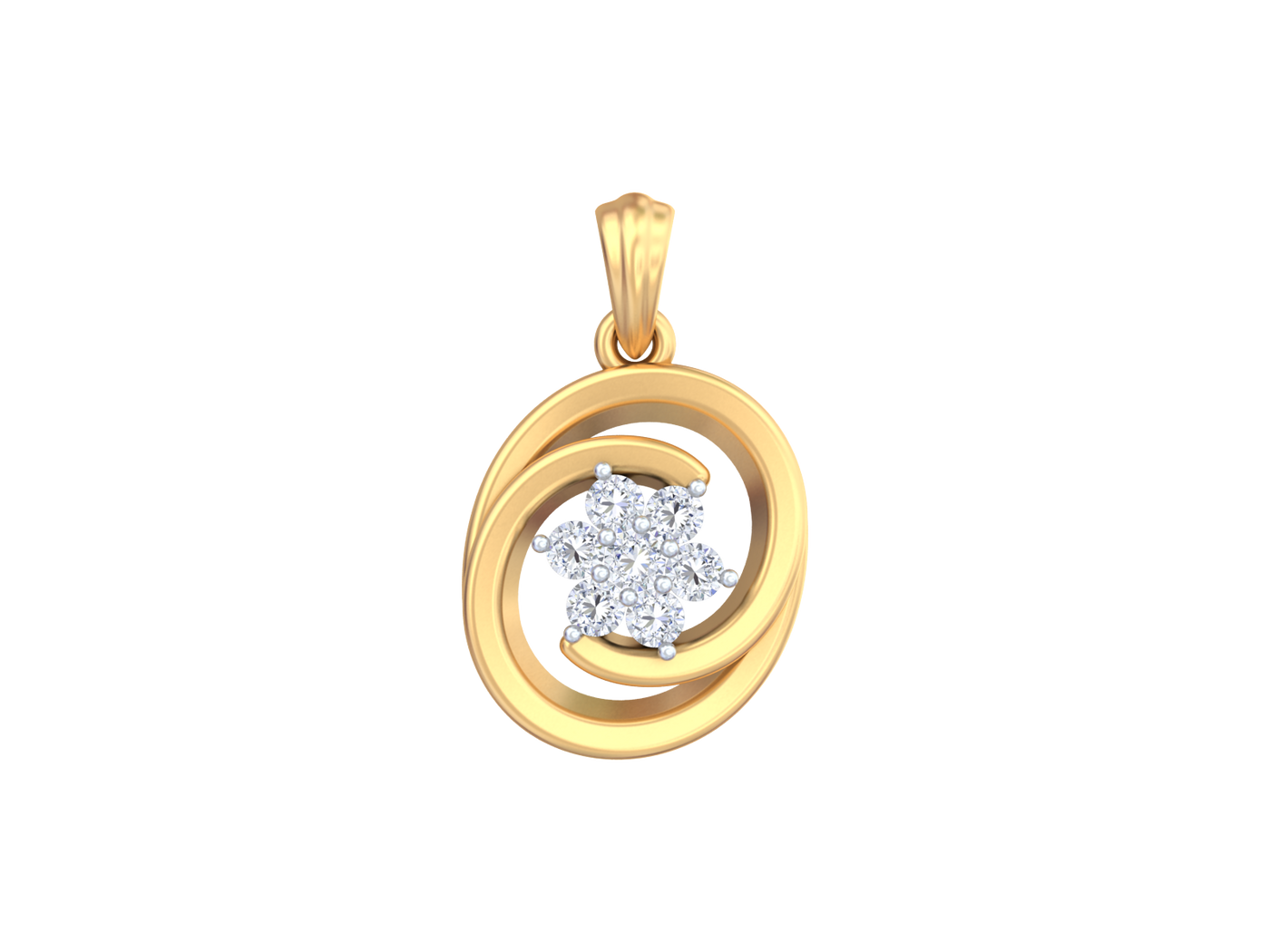 Gold pendant with a diamond on a white background