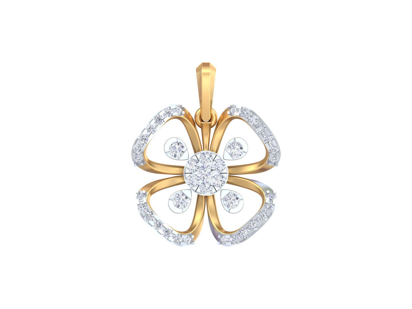 Gold & Diamond Floral Pendant Set KRC40713