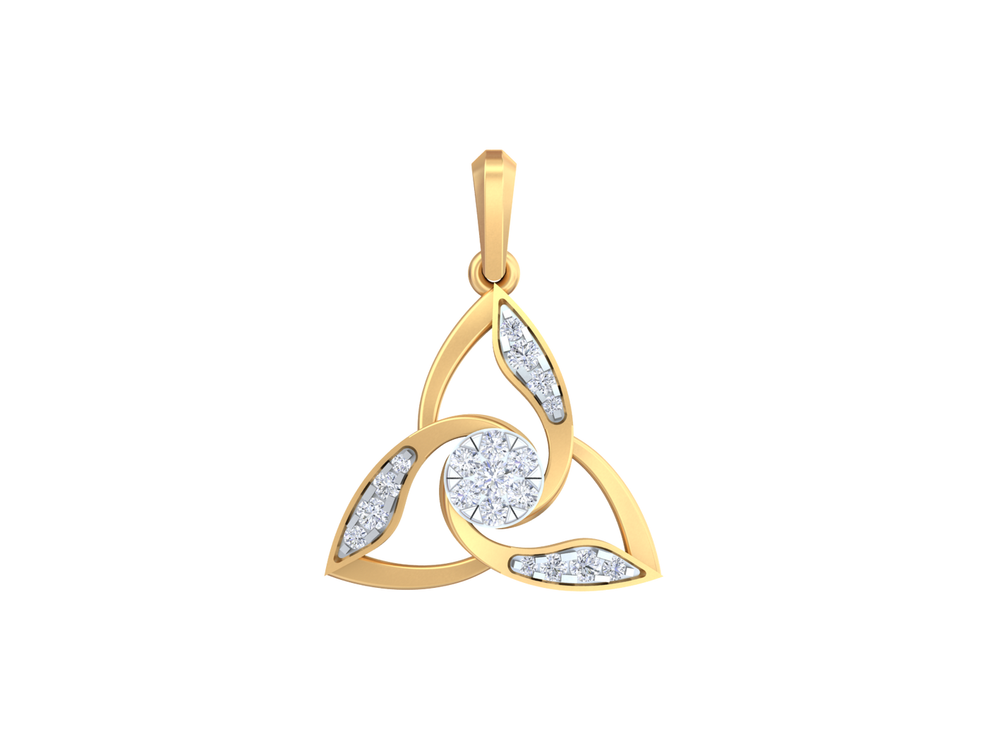 Gold and diamond pendant with white background