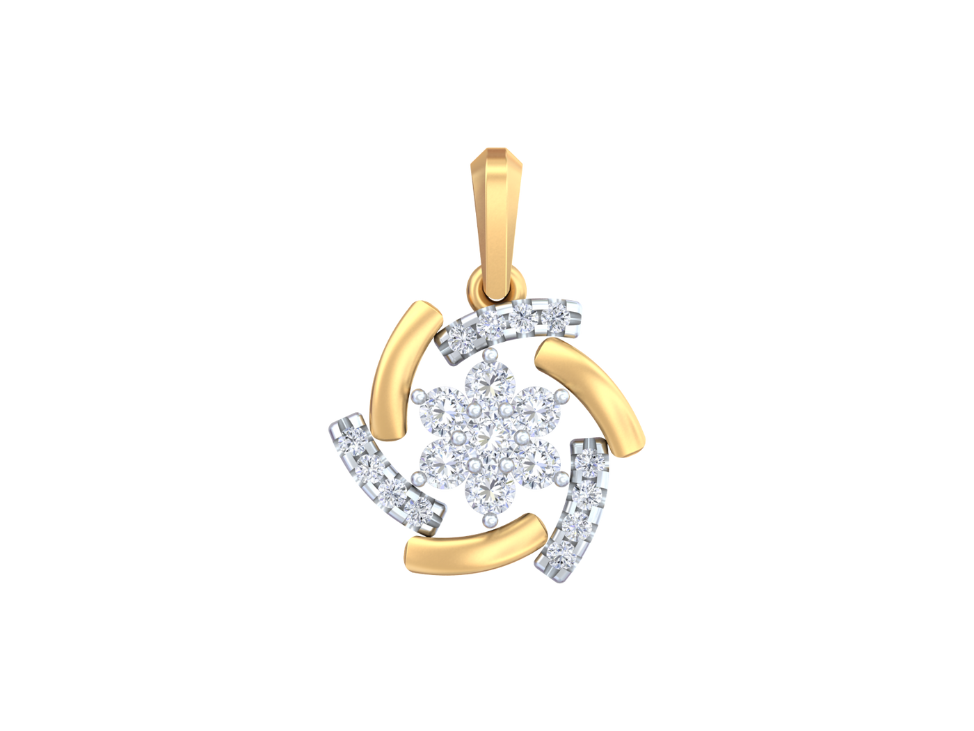 Gold & Diamond Floral Pendant Set KRC40718