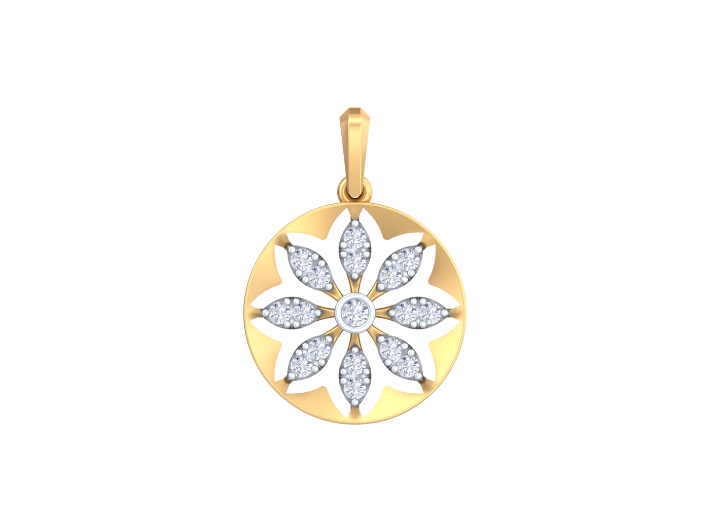 Gold & Diamond Floral Pendant Set KRC40699