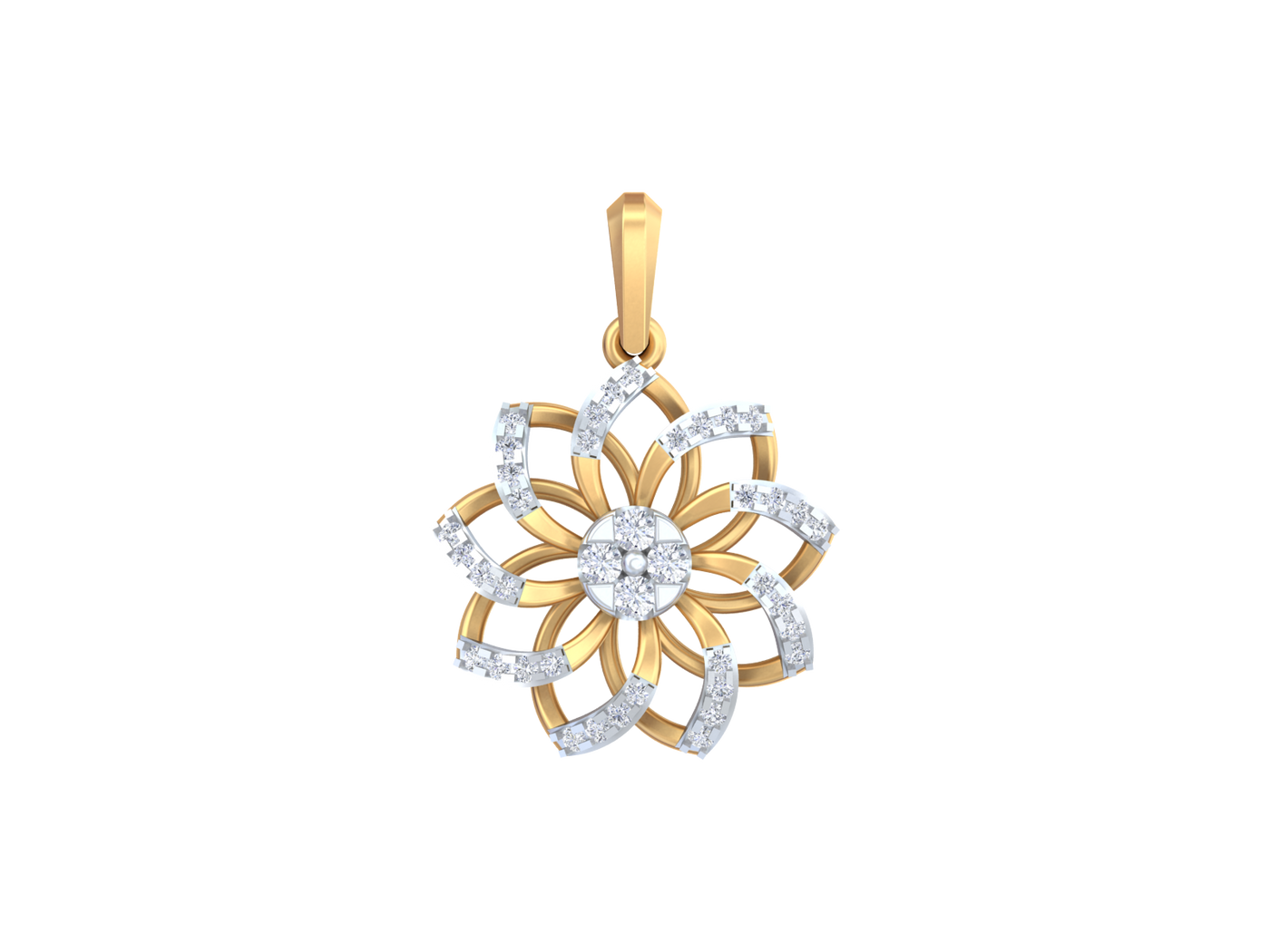 Gold and diamond pendant on a white background