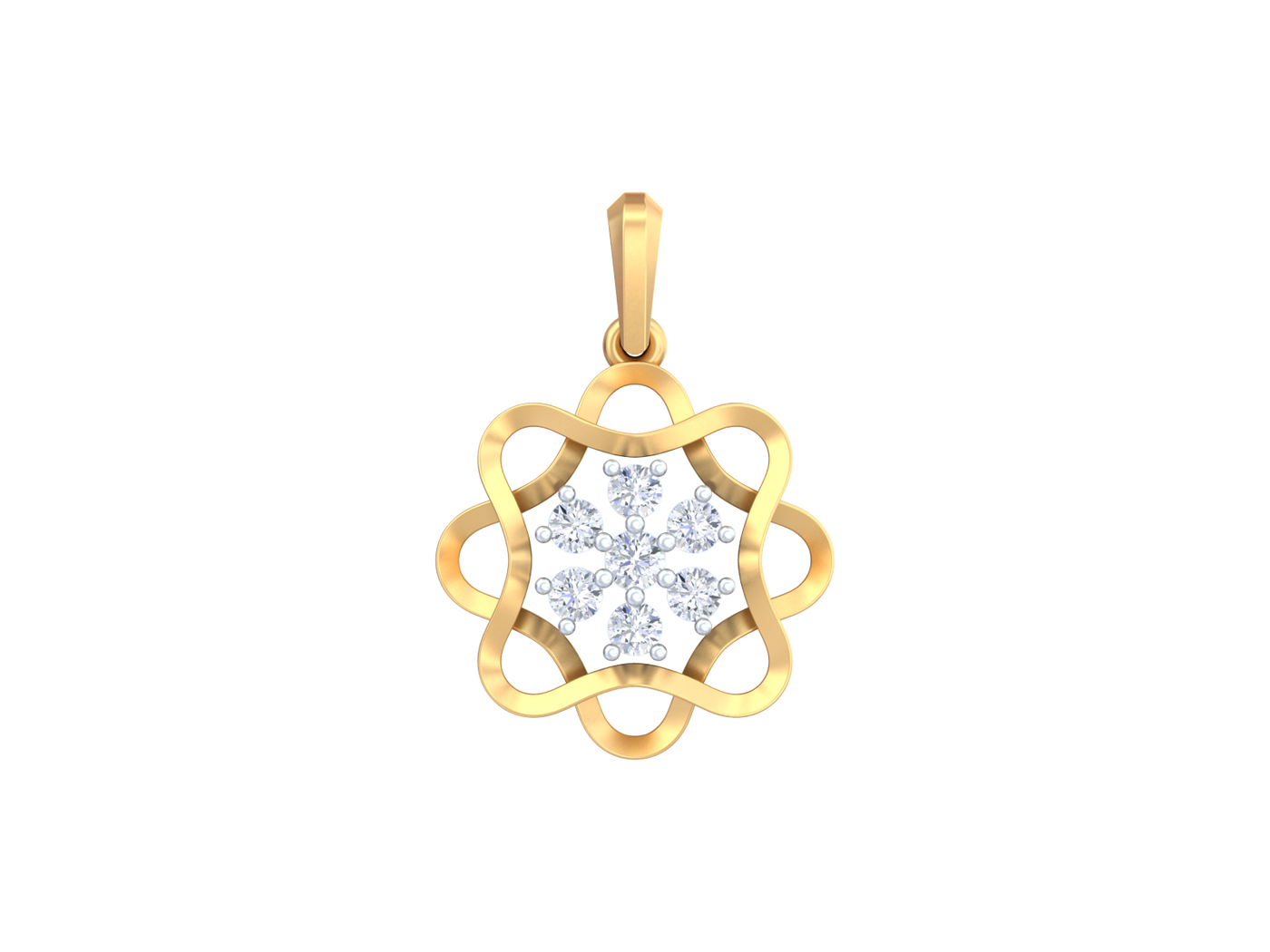 Gold & Diamond Floral Pendant Set KRC40694