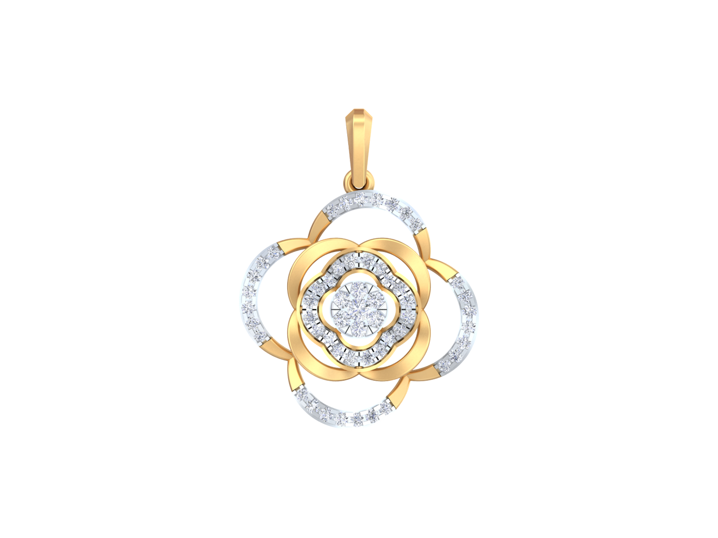 Gold & Diamond Floral Pendant Set KRC40729