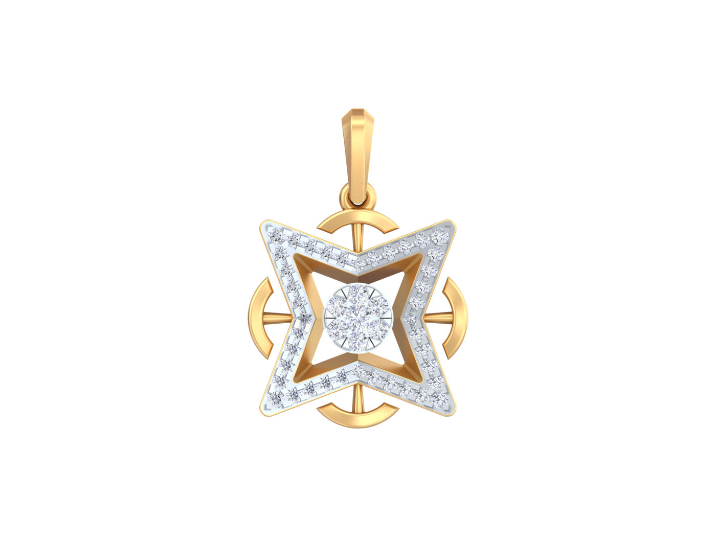 Stylish Gold Diamond Pendant Set KRC40706
