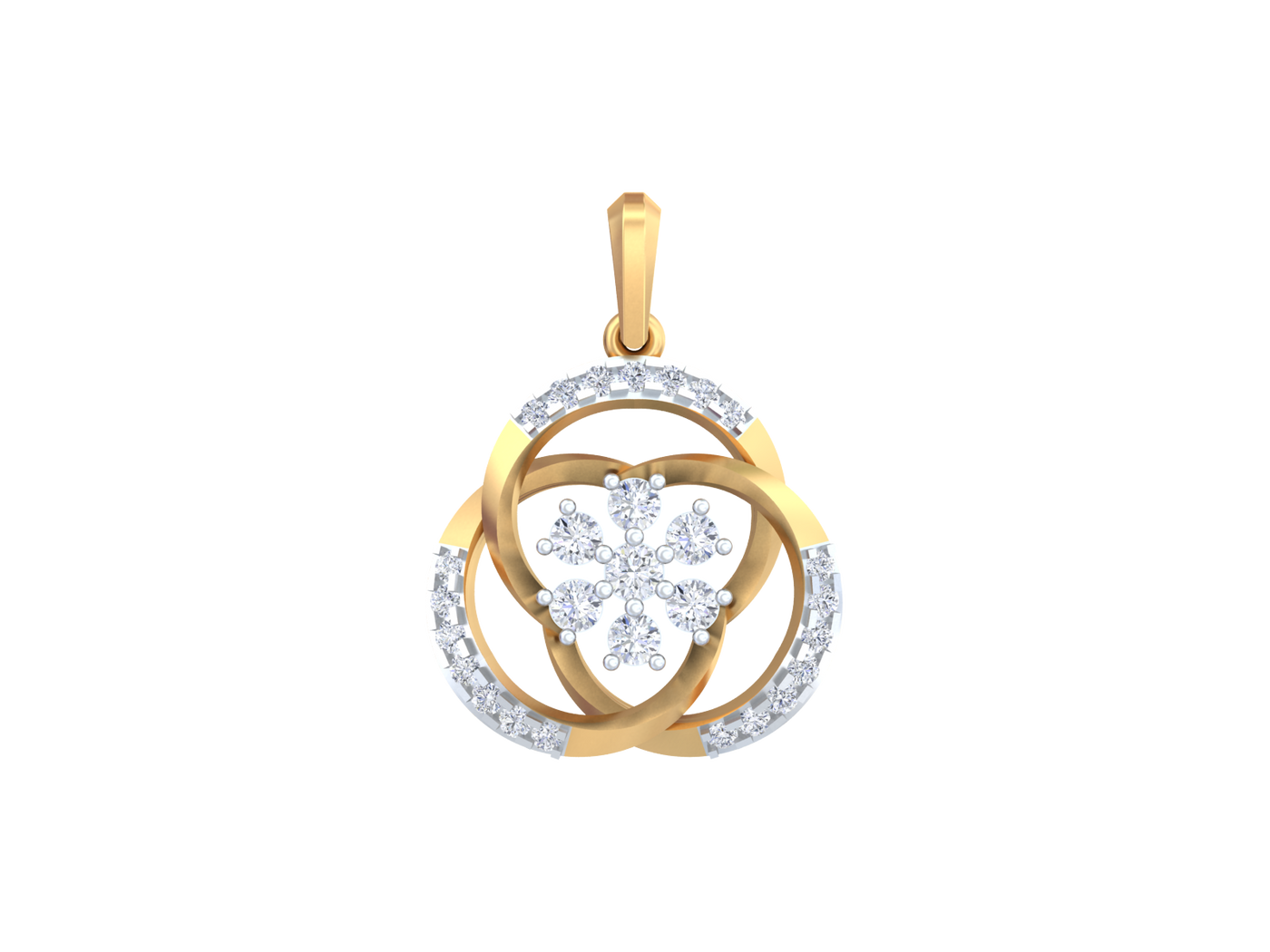 Gold & Diamond Floral Pendant Set KRC40746