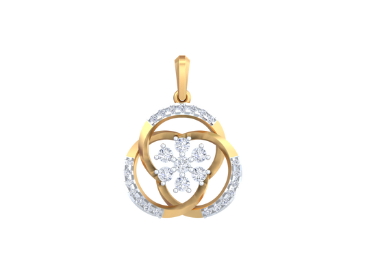 18K Gold & Diamond Floral Pendant Set KRK40123P